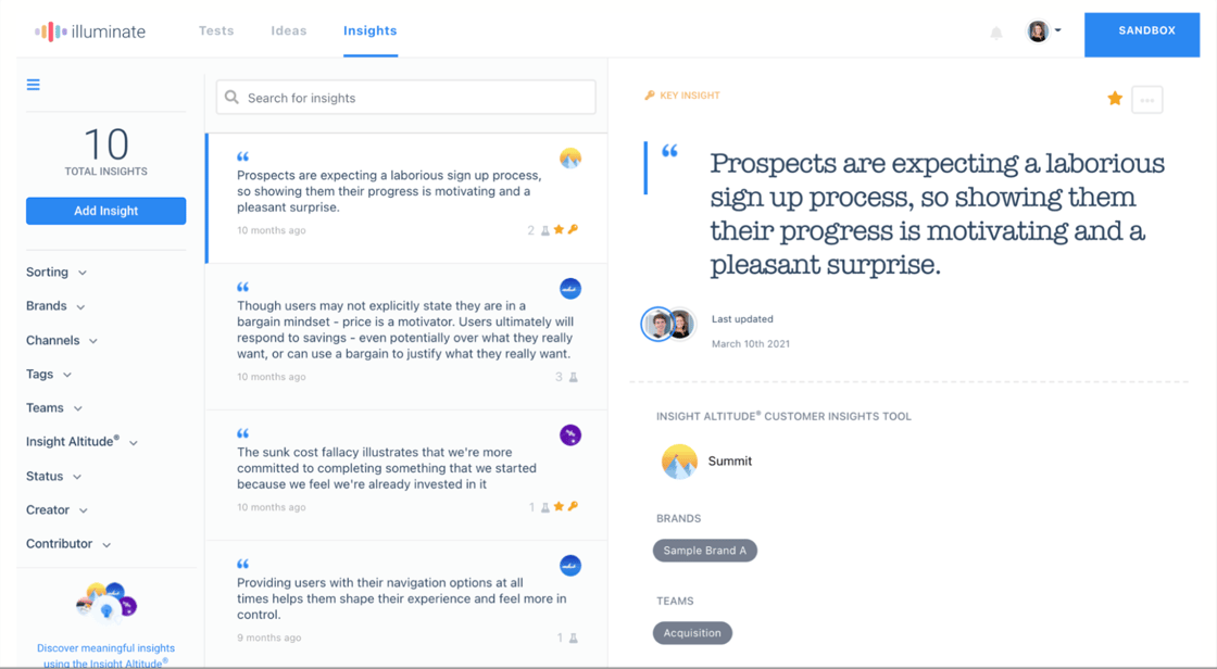 screenshot of Illuminate dashboard